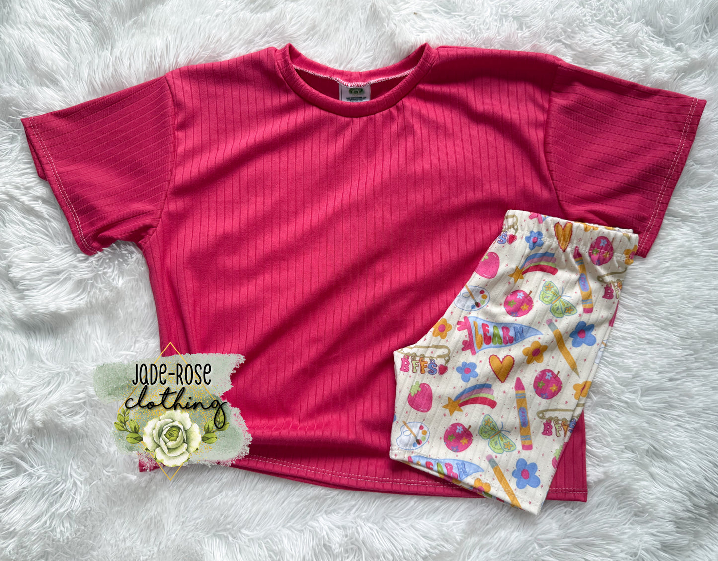 6/7Y Oversized Tee & Biker Set