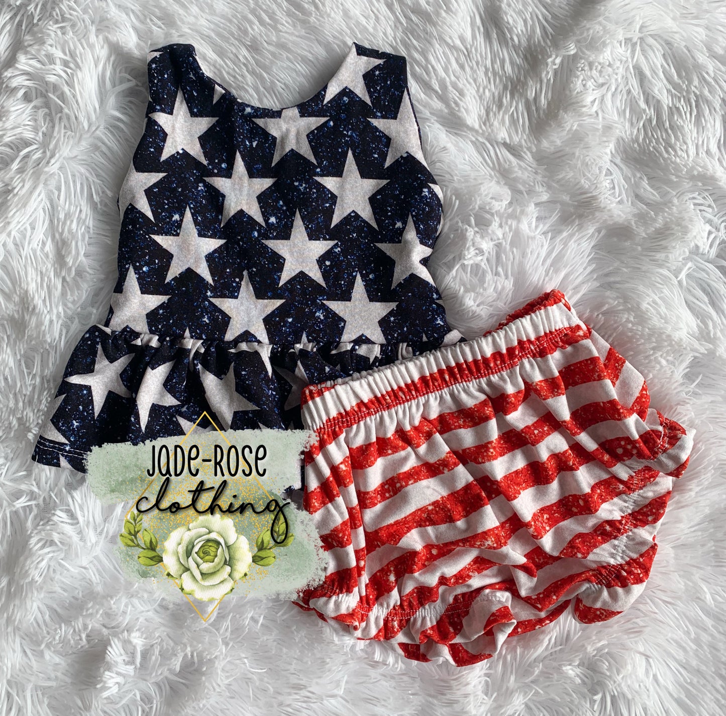 MTO- Faux Glitter Stars Olive Peplum & Stripes Ruffle Shorties Set