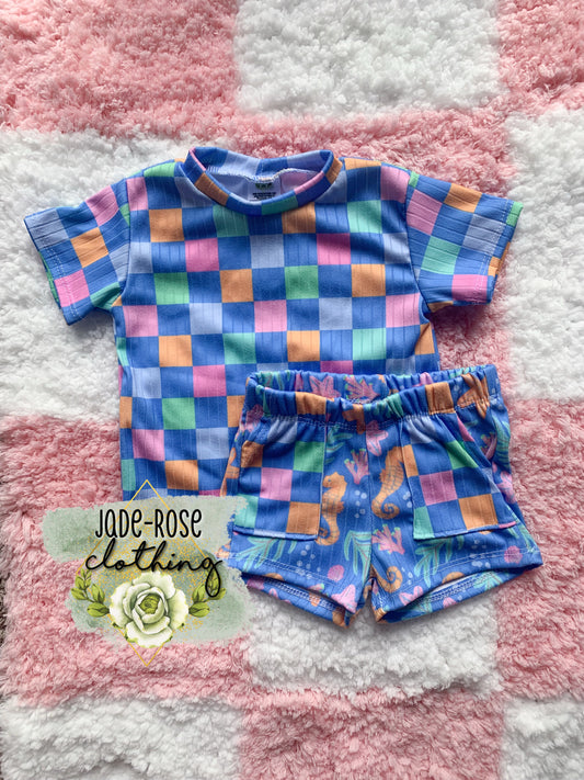 6/9M Summer Set- Seahorse & Checkers