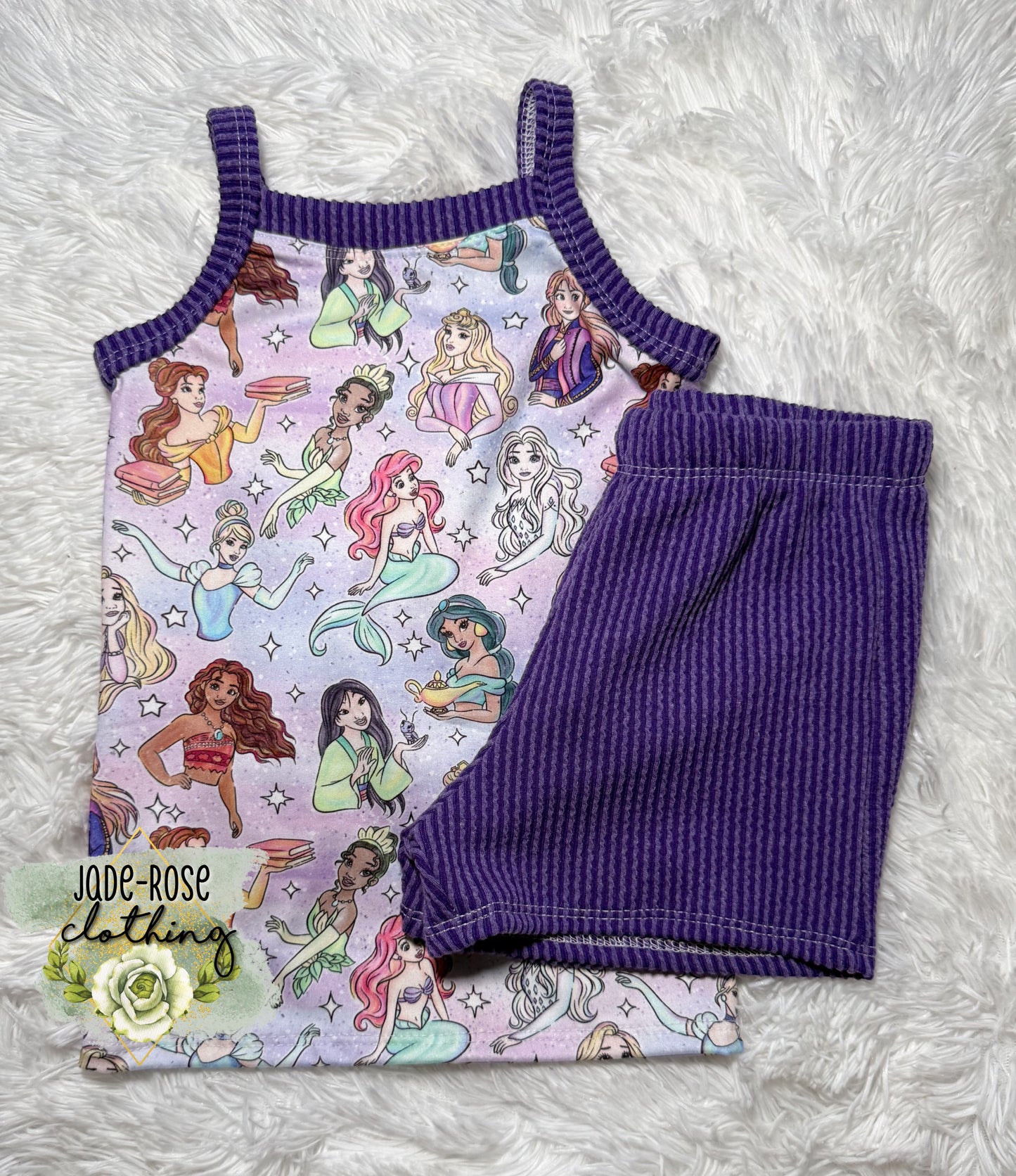 Multiple RTS- Princess Cami & Summer Shorts (midthigh/no pockets)