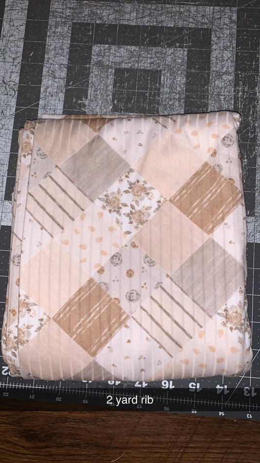 Beige Patchwork-Rib