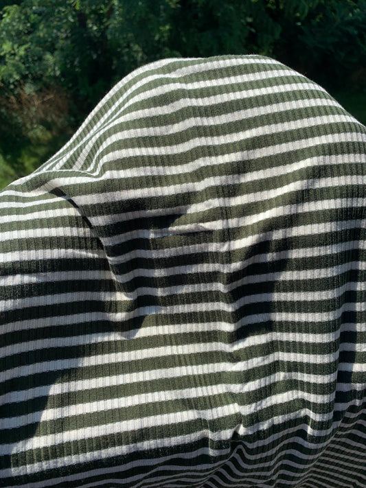 Green & Ivory Stripes Rib