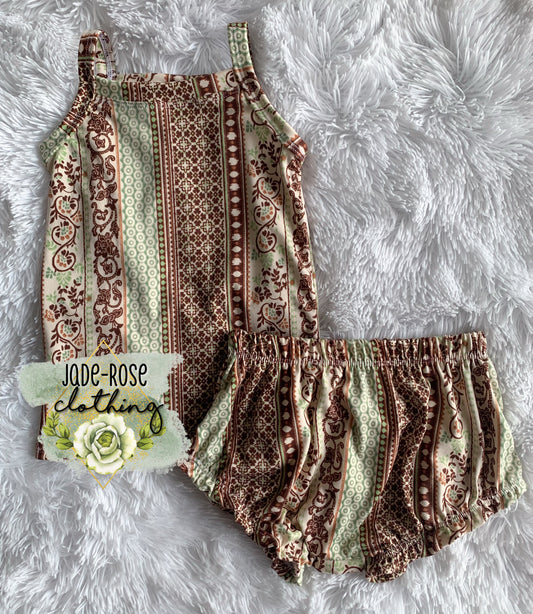 MADE TO ORDER Cami & Ruffle Shorties- Sage Floral
