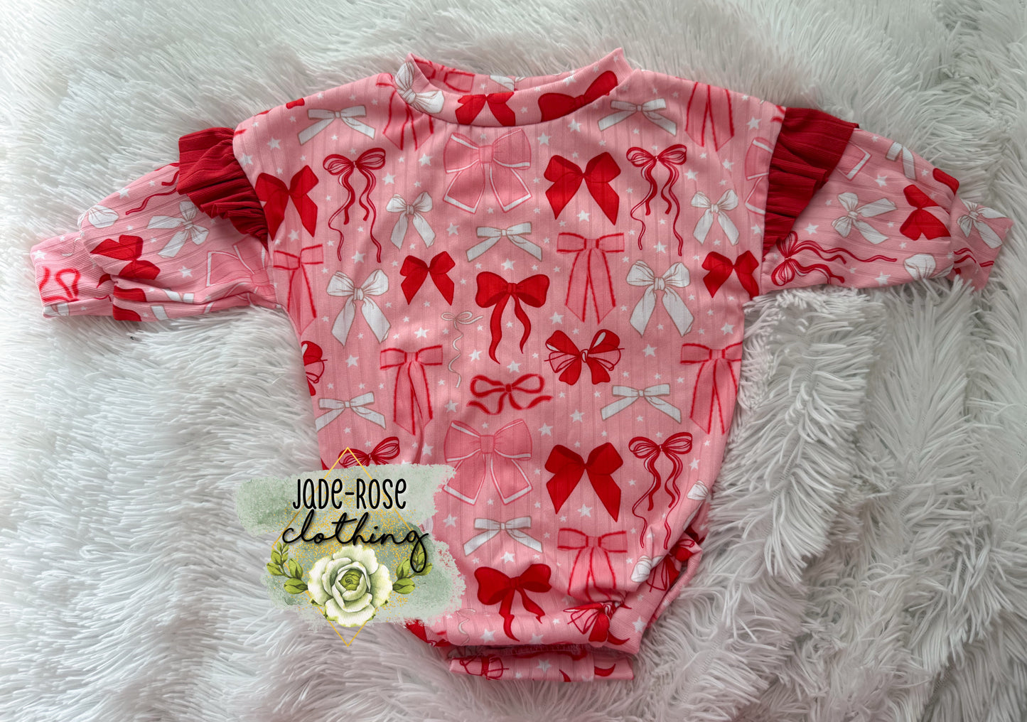 0/3M Sweater Romper w/ Ruffles & Snaps (can fit 3/6)