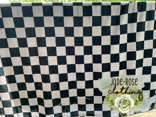 Black & Grey Checkers Blanket 60”x72” *FLAWED*