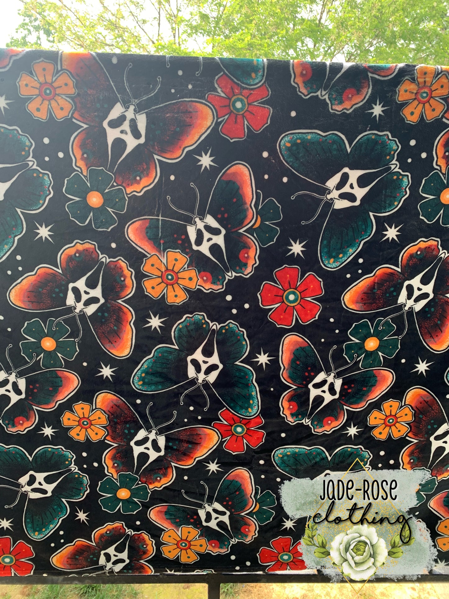 Moth Ghost Floral 60”x72” Blanket *SLIGHTLY FLAWED*