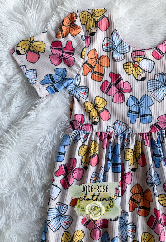 Pencil Bows- Rib (up to 5T for dress OR 9/10 for top OR bottoms)