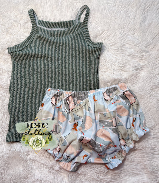 5T Cami + Ruffle Shorties-Frog Princess