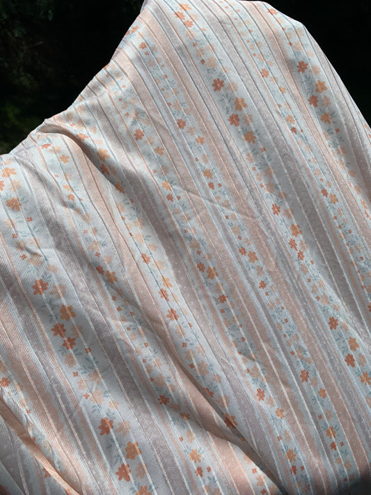 Peach Floral Stripes Rib