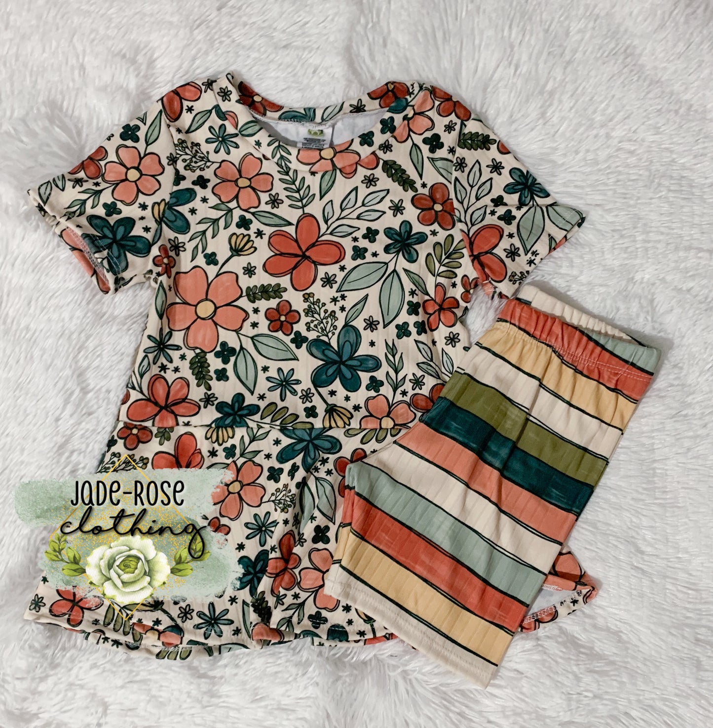 MTO: Floral Addie Peplum & Stripe Bikers