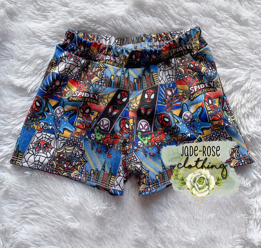 MTO Mid-Thigh Swim Trunks- Spider & Friends
