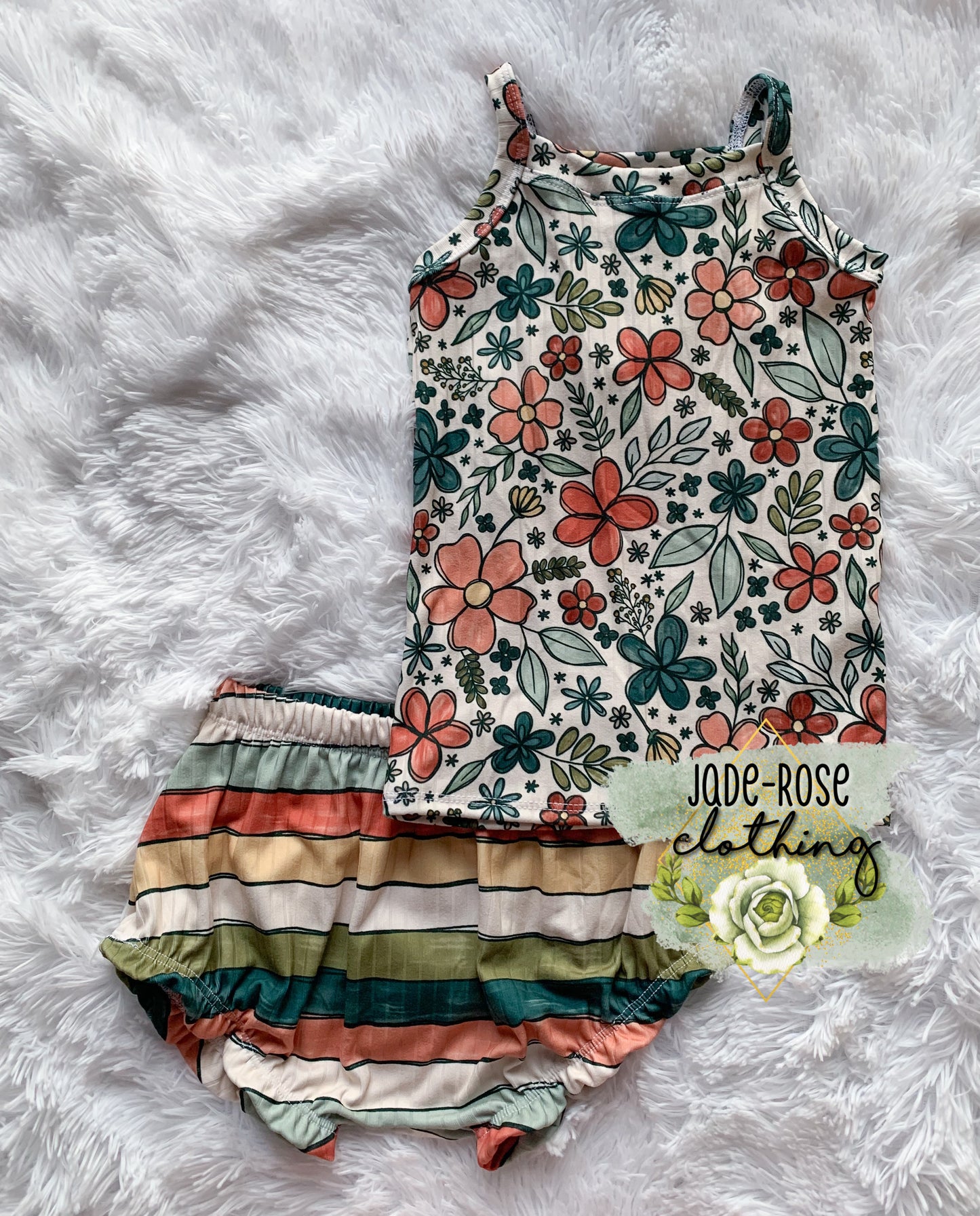 MTO: Floral Cami + Stripe Ruffle Shorties