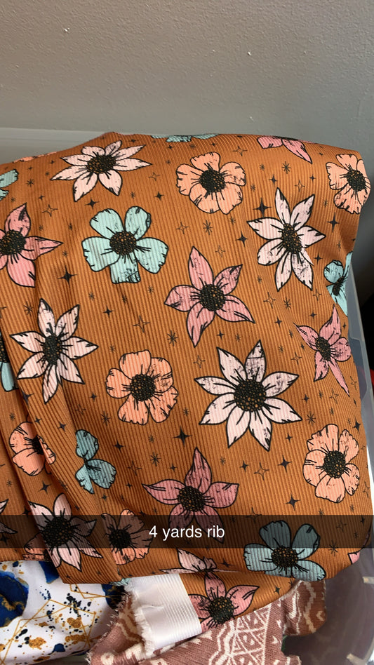 Rust BG Floral-Rib