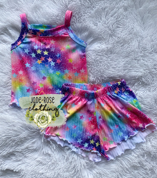 MADE TO ORDER Cropped Cami & Breezy Short Set- Stars