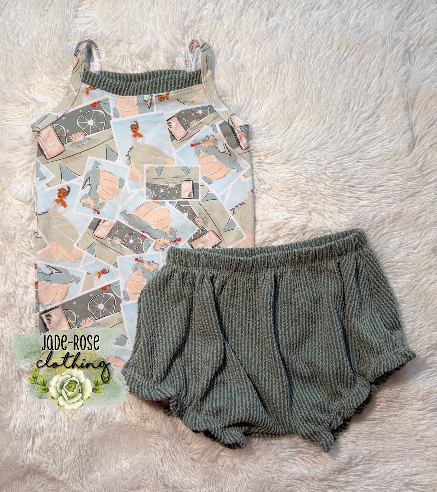 5T Cami + Ruffle Shorties-Frog Princess