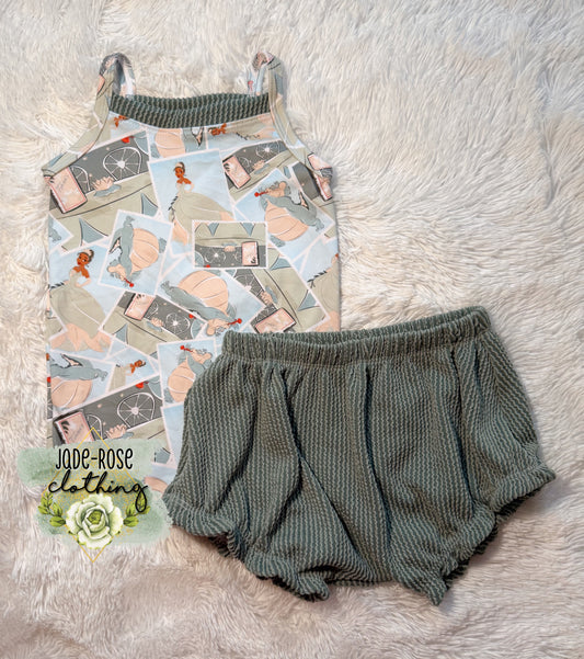 5T Cami + Ruffle Shorties-Frog Princess
