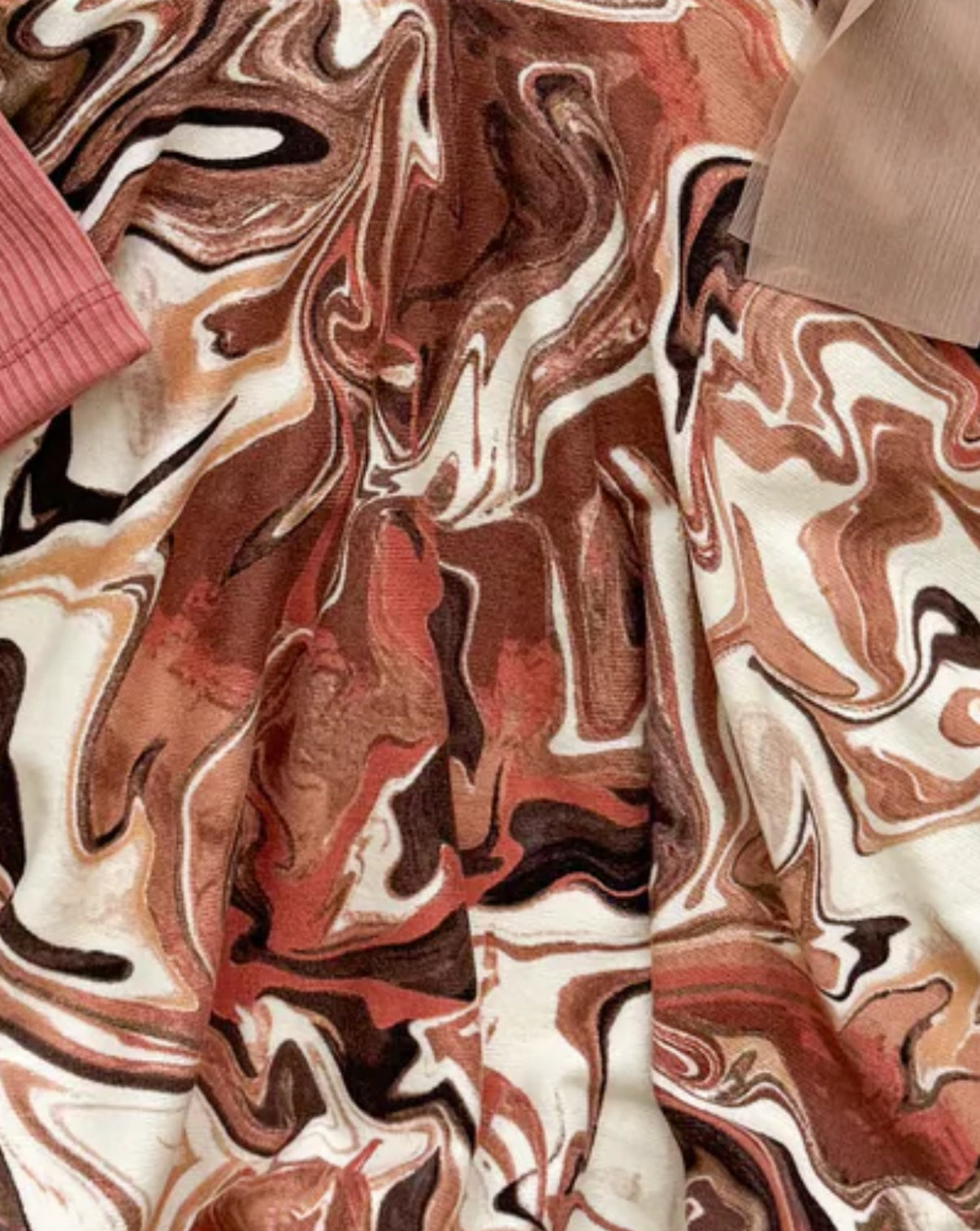 Mauve/Brown/Black/Cream Marble Sweater Knit