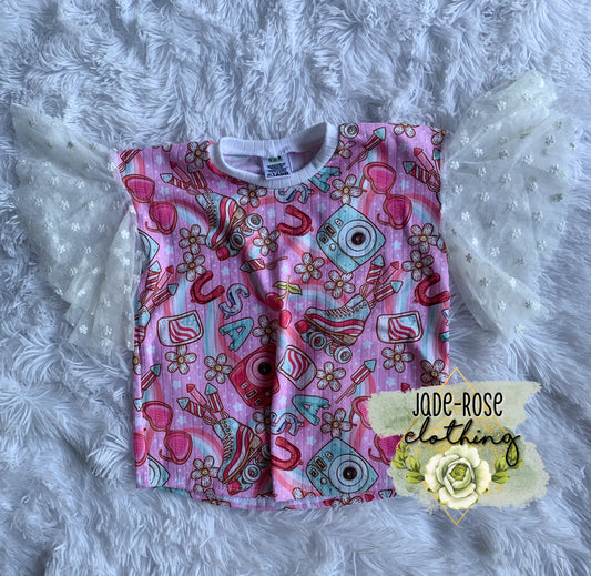 12/18M Boxy Top w/ Mesh Circle Sleeves