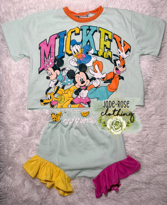 18/24M Upcycle- Oversized Tee & Shorties w/ Ruffle Legs