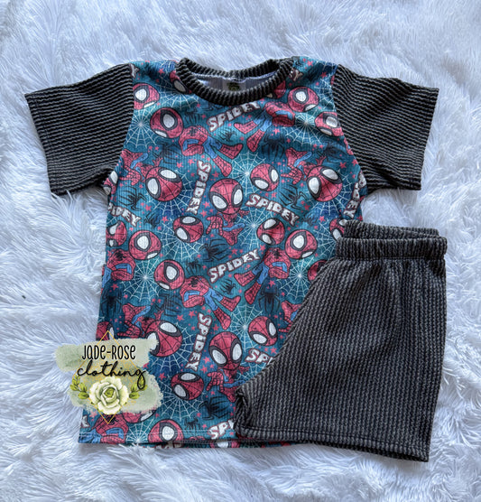 6/7Y Basic Tee & Summer Shorts (no pockets/mid-thigh)